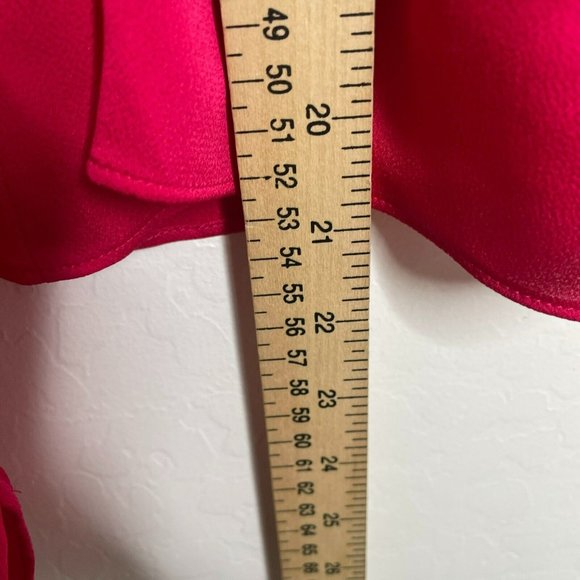 Express Pink Satin Wrap Front Puff Sleeve Blouse - Picture 7 of 7